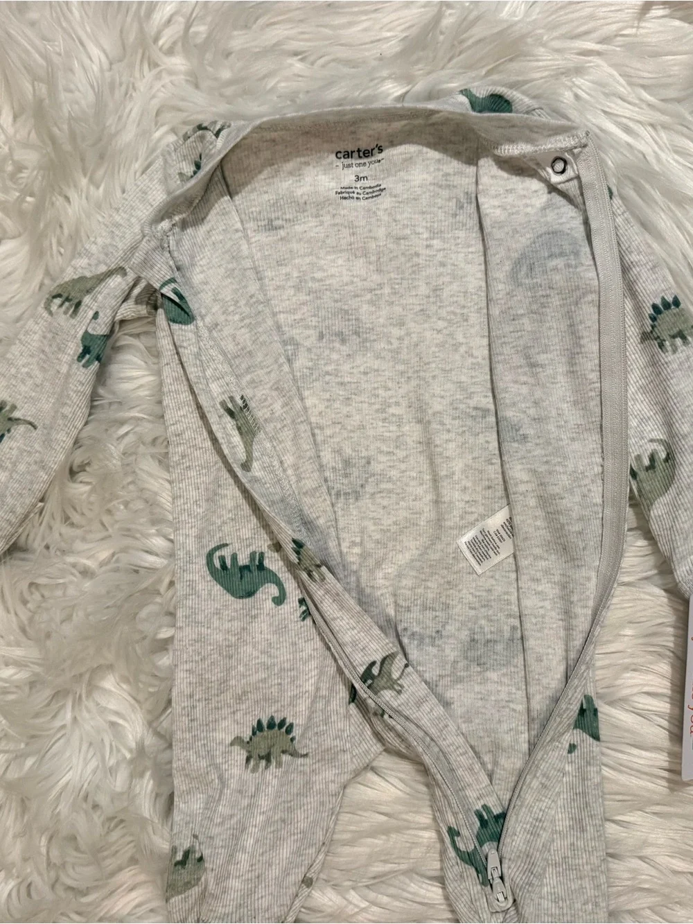 NWT Carter’s Just One You Baby Boys 3M Dinosaur Footed Sleep & Play Pajamas